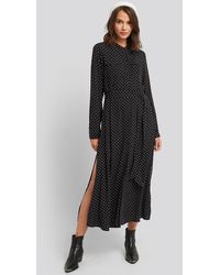 NA-KD Belted Grandad Collar Shirt Dress - Schwarz