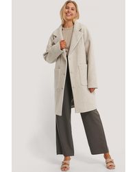 NA-KD Wool Blend Dropped Shoulder Coat - Grau