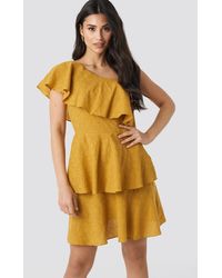 Trendyol Yol One Shoulder Dress - Geel