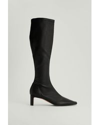 NA-KD Black Fitted Knee High Boots