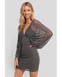 NA-KD Party Dolman Glittery Mini Dress - Mettallic