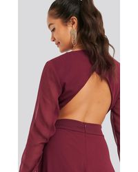 NA-KD Cut Out Back Chiffon Mini Dress - Rood