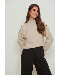 NA-KD Beige Button Detail Sweater - Natural