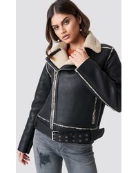 NA-KD Belted Biker Jacket - Zwart