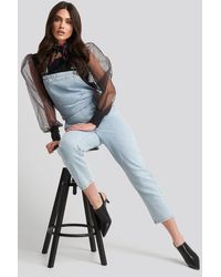 NA-KD Denim Dungarees Blue