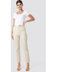 NA-KD Linen Look Suit Pants - Naturel