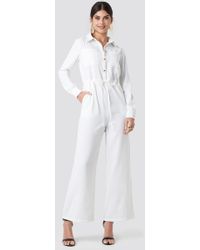 NA-KD Wide Drawstring Jumpsuit White