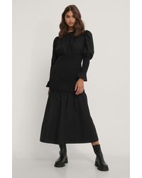 NA-KD Smockjurk Met Pofmouwen - Zwart