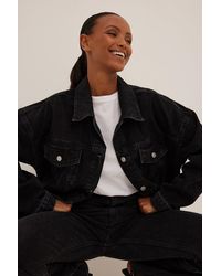 NA-KD Belted Denim Jacket Black | Lyst