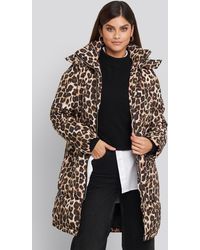 NA-KD Long Leo Printed Padded Jacket - Zwart