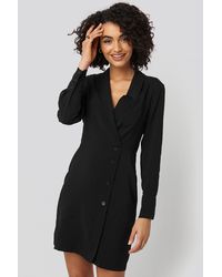 Trendyol Double Breasted Collar Mini Dress - Schwarz