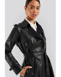 Trendyol Faux Leather Trench Coat - Zwart