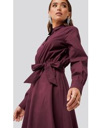 NA-KD Trend Tied Waist Shirt Dress - Rot