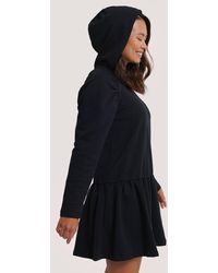 NA-KD Gathered Hoodie Dress - Schwarz