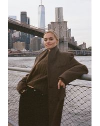 NA-KD - Brown Oversized Big Shoulder Wool Blend Coat - Lyst