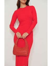 NA-KD Red Recycled Long Sleeve Ribbed Maxi Dress