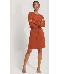 NA-KD Drawstring Jersey Dress - Orange