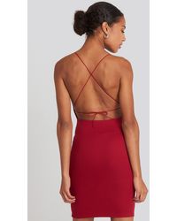 NA-KD Party Open Back Jersey Dress - Rot