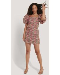 Mango Mini-jurk Met Pofmouwen - Meerkleurig