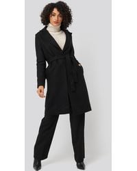 Trendyol Belt Woolen Coat - Zwart