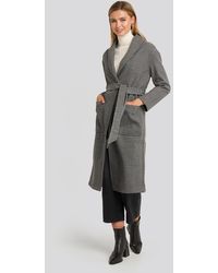 NA-KD Belted Long Coat - Grijs
