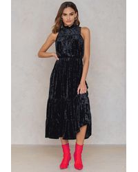 NA-KD Velvet Ankle Dress - Blauw