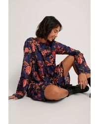 NA-KD Mini-jurk Met Wijde Mouwen - Blauw