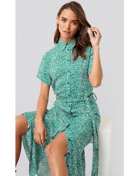 NA-KD Printed Shirt Dress - Grün