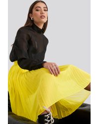 NA-KD Midi Pleated Skirt - Geel
