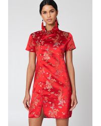 NA-KD Cheongsam Mini Dress - Rot