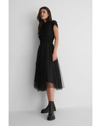 Ida Sjöstedt Kanten Midi-jurk - Zwart