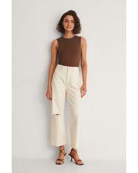 Mango Denim Beige Carlota Jeans in Natural | Lyst