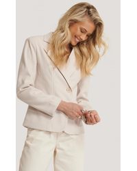NA-KD Herringbone Blazer Jacket - Naturel