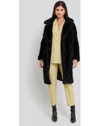 NA-KD Long Teddy Fur Jacket - Zwart