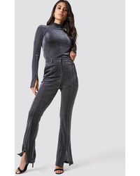 NA-KD Sparkly Flared Pants - Zwart