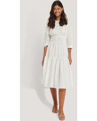 NA-KD Robe Froncée - Blanc