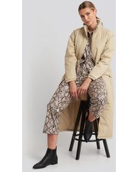 NA-KD Long Padded Jacket - Neutre
