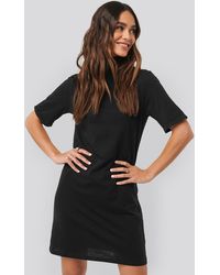 NA-KD Basic Polo Neck T-shirt Dress - Schwarz