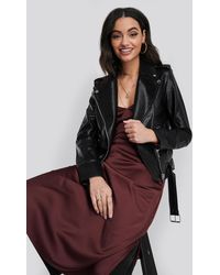 NA-KD Pu Leather Biker Jacket - Zwart
