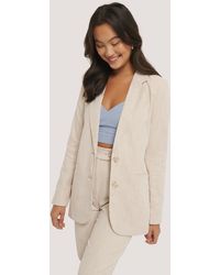 NA-KD Katoenen Blazer - Naturel