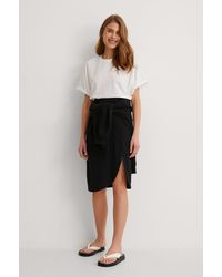 NA-KD Black Recycled Wrap Detail Skirt