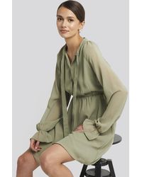 NA-KD Chiffon Buttoned Dress - Groen