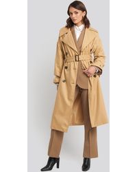 NA-KD Beige Maxi Oversized Belted Coat - Natural