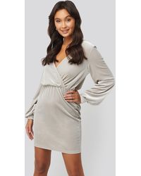 NA-KD Velvet Overlap Mini Dress - Metallic