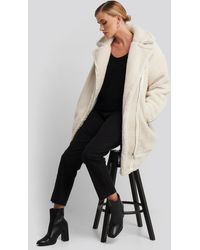 NA-KD Biker Long Teddy Coat - Meerkleurig