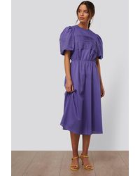 NA-KD Trend Kurzes Midi-Kleid Mit Puffärmeln - Lila
