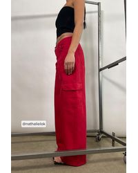 NA-KD Red Low Waist Cargo Trousers