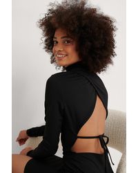 NA-KD Jurk Met Open Rug - Zwart