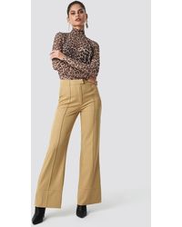 NA-KD Fold Up Flared Pants - Naturel