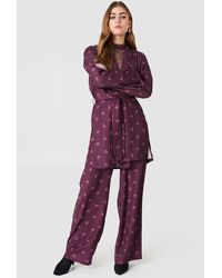 NA-KD High Waist Wide Pants - Paars